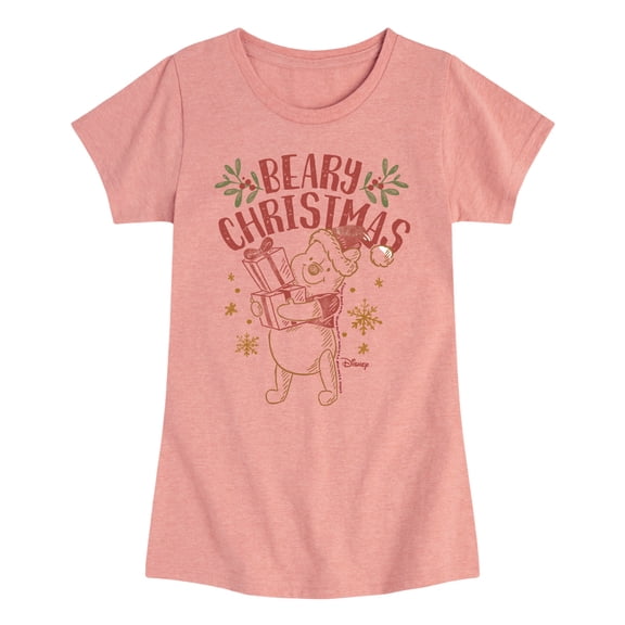 Disney Winnie The Pooh - Pooh Wishes A Beary Christmas - Toddler & Youth Girls Short Sleeve Graphic T-Shirt