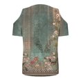 thumbnail image 5 of Cold Shoulder Tunic Tops for Women Graphic Prints V Neck Short Sleeve T-Shirts Loose Fit Summer Casual Blouses (S, Green|Flower), 5 of 7