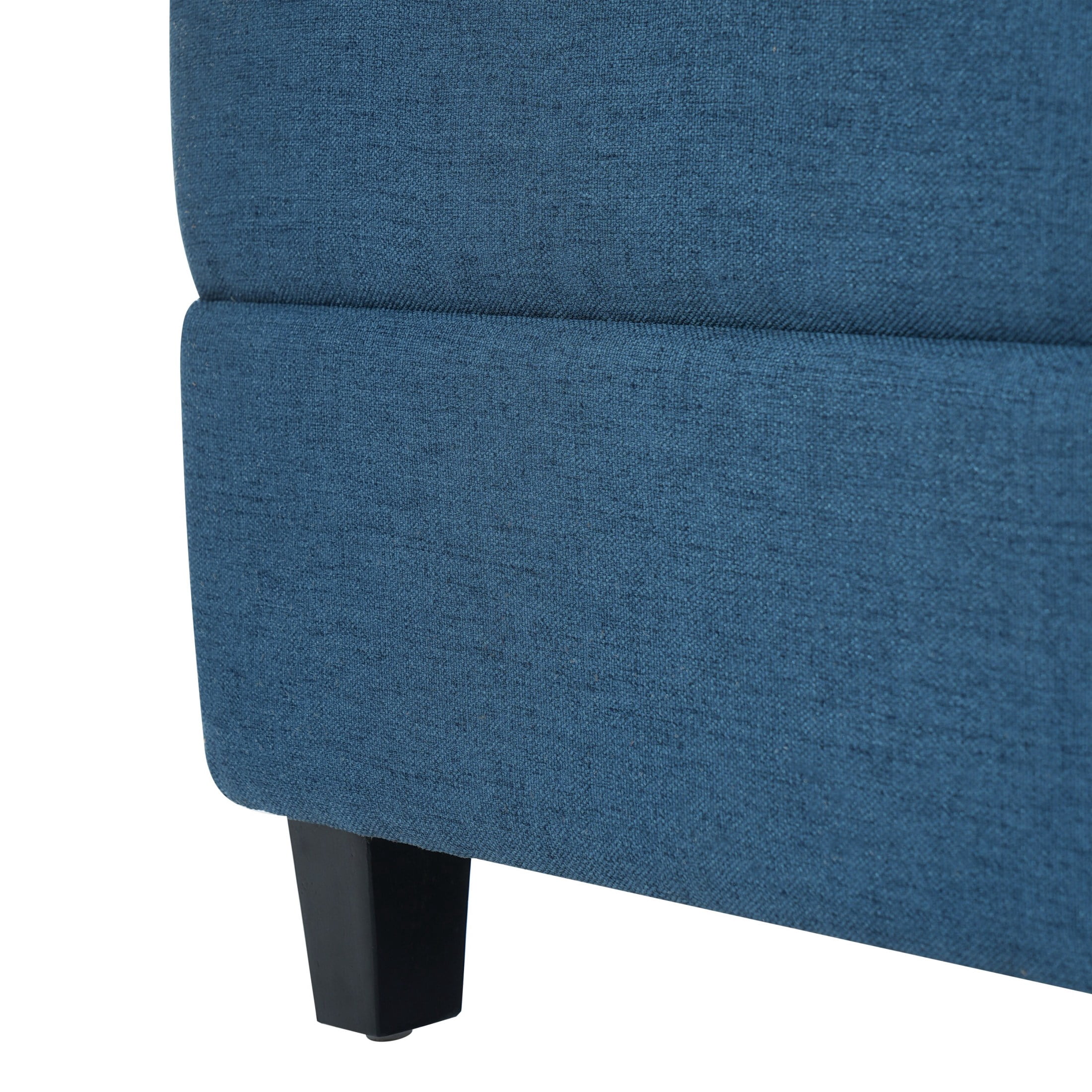 Christopher Knight Home 28.86" Tufted Ottoman, Fabric Upholstered Footrest with Wood Legs, Navy Blue