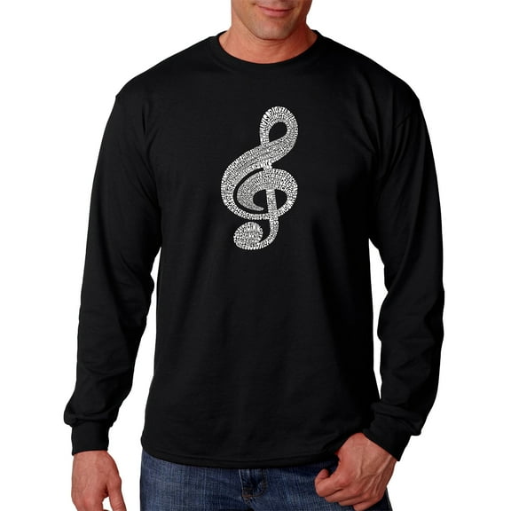 LA Pop Art Men's Word Art Long Sleeve T-shirt - Music Note