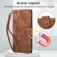 thumbnail image 6 of Wallet Case for iPhone 16, PU Leather Flip Protective Phone Case Wrist Strap Card Slots Holder Pocket Embossed Stand Full Body Protection Rugged Case Cover for iPhone 16, Brown, 6 of 8