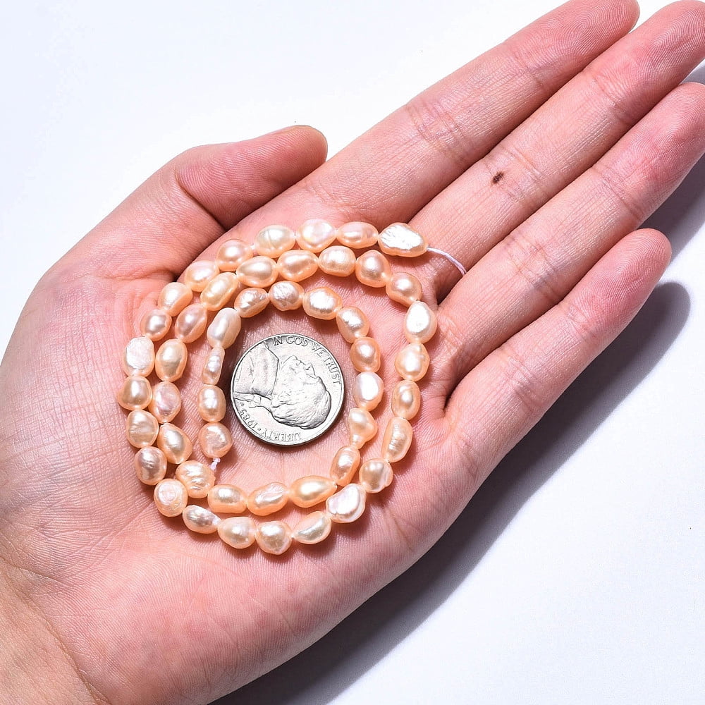 2strands Natural Cultured Freshwater Pearl Beads Strands Two Sides Polished Wheat 6~9x5~6x5~6mm Hole 0.6mm about 49~50pcs/strand 14.17 inch~14.57 inch