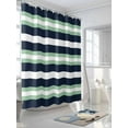 thumbnail image 3 of Fsddascl Green Navy Blue Striped Shower Curtain Set - 48" x 72" Washable Bathtub Curtain with 12 Hooks, Chic Abstract Lines Geometric Waterproof Fabric Stall Shower Curtains for Bathroom/Bathtub, 3 of 6