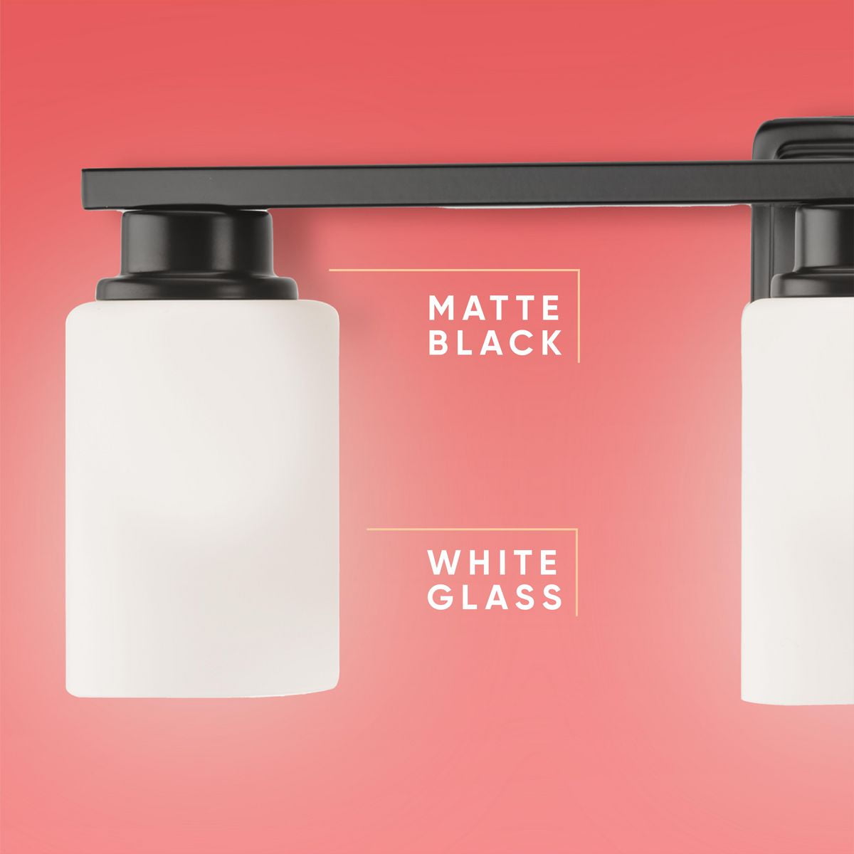 Avec Zachary Collection Farmhouse 3-Light Matte Black Vanity Light with White Glass Shades