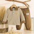 thumbnail image 2 of Gerichy Baby Boy Toddler Fall Outfit Striped Sweatshirt Toddler Boy Winter Waffle Clothes 6 12 18 24 Months 2T 3T Pant Set, 2 of 7