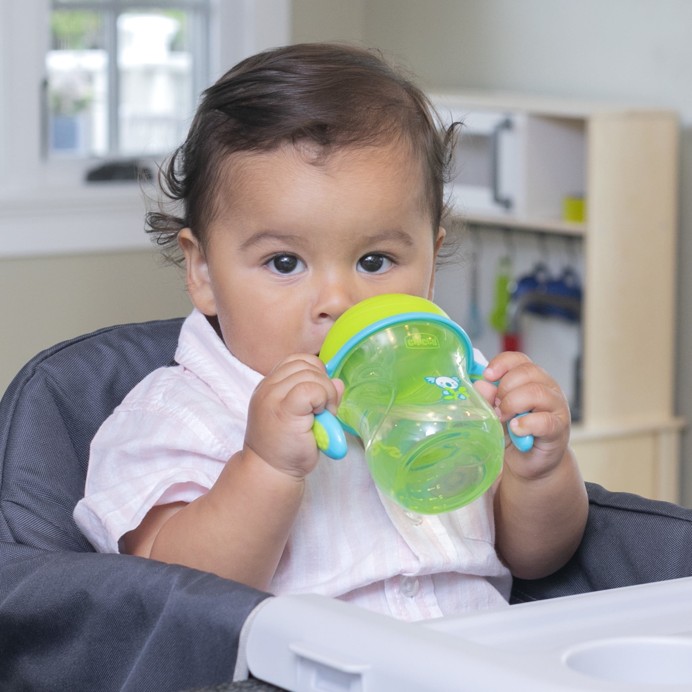 Chicco 7oz. Semi-Soft Trainer with Bite-Resistant Spout and Spill-Free Lid, Removable, Non-Slip Handles, Top-Rack Dishwasher Safe, Easy to Hold Ergonomic Indents, 6+ Months - Green, New