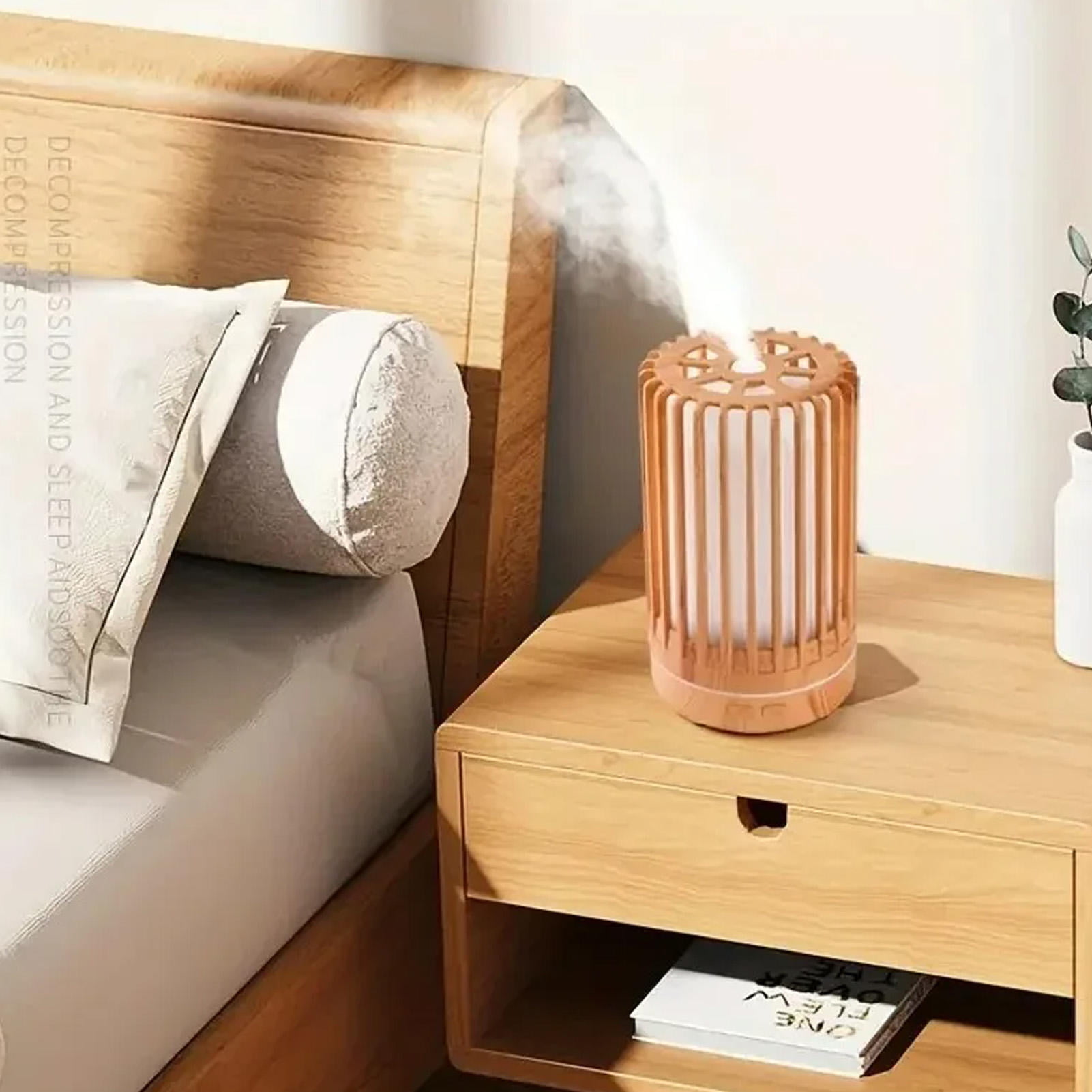 Suodoka 200 ml Compact USB‑Powered Ultrasonic Humidifier & Diffuser with Bird‑Cage Design, Low‑Noise, Auto‑Off, Colorful LED Lights
