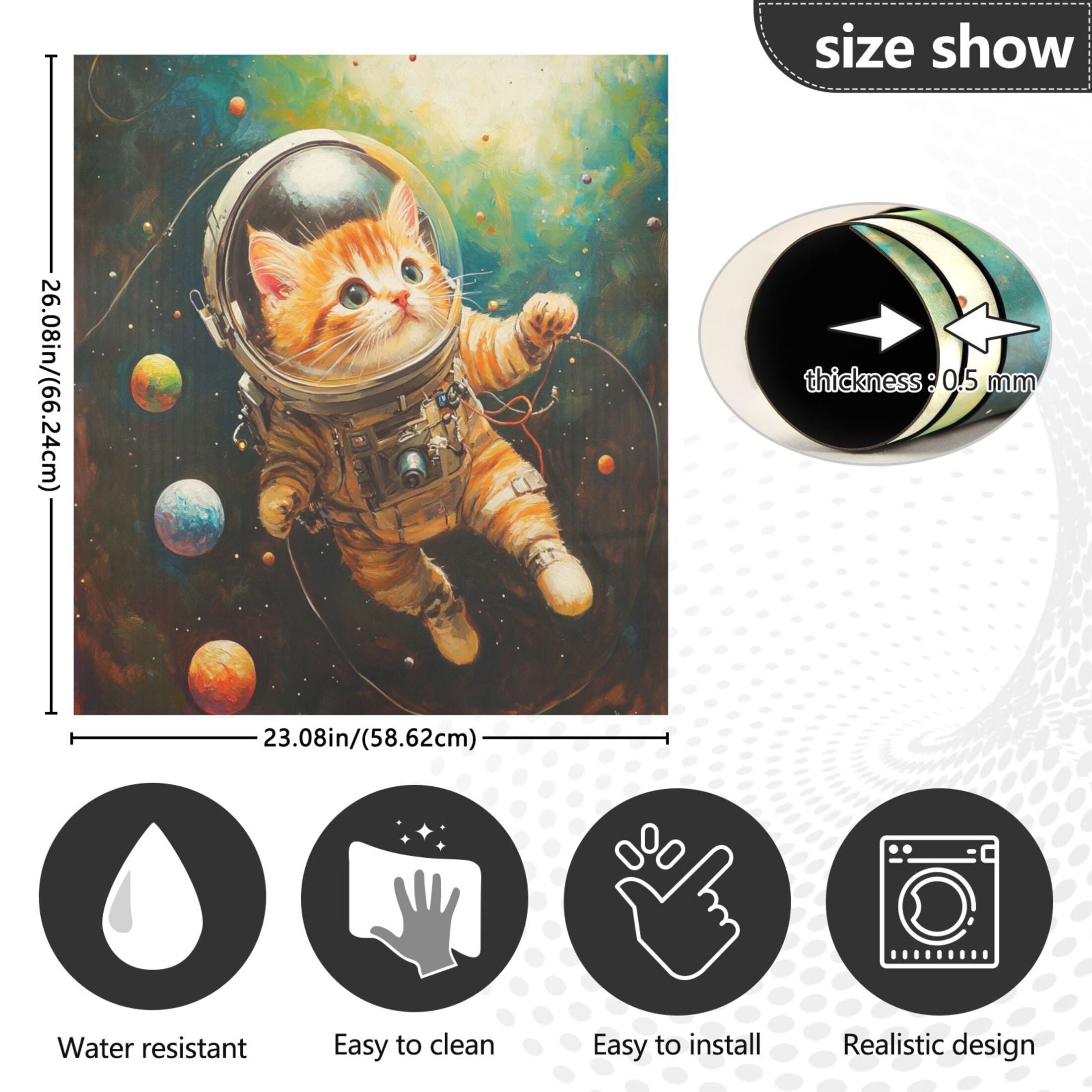 Dishwasher Magnetic Sticker 23x26 Inch Refrigerator Magnetic Sticker Washing Machine Magnetic Sticker Kitchen Panel Magnetic Sticker Home Decor Astronaut Cat