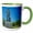 Green/White, variant on 3drose, Minuteman Statue in Early Fall Concord, Massachusetts, 15oz Two-tone Blue Mug