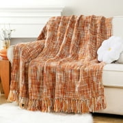 Orange Throw Blanket for Couch,Decorative Fall Blanket,Halloween Throws for Home Decor,50x60