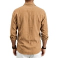thumbnail image 5 of Havenx Mens Linen Shirts Long Sleeve Button Down Dress Shirts with Pocket Collared Shirts Work Office Regular Fit Casual Business Top,Earthy Yellow 2XL, 5 of 5