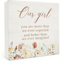 Wildflower Baby Girl Wooden Box Sign - Floral Nursery Decor for Girls' Rooms, Baby ShowerćMotherās Day Gift, 5x5 Inch