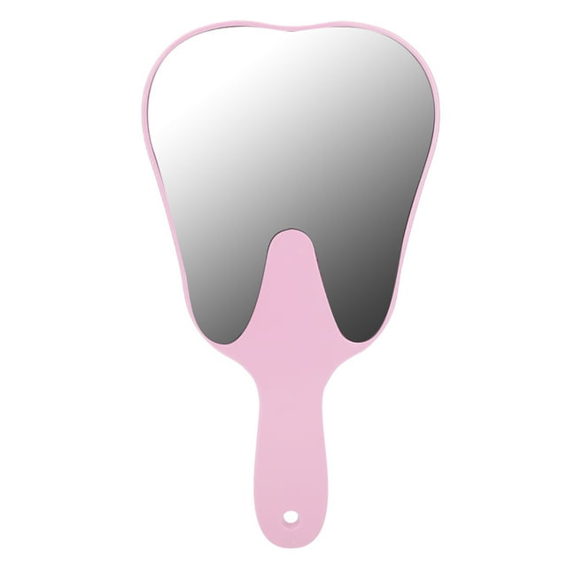Espejo con forma de diente Espejo dental con mango bonito Espejo de mano Accesorio dental Rosa