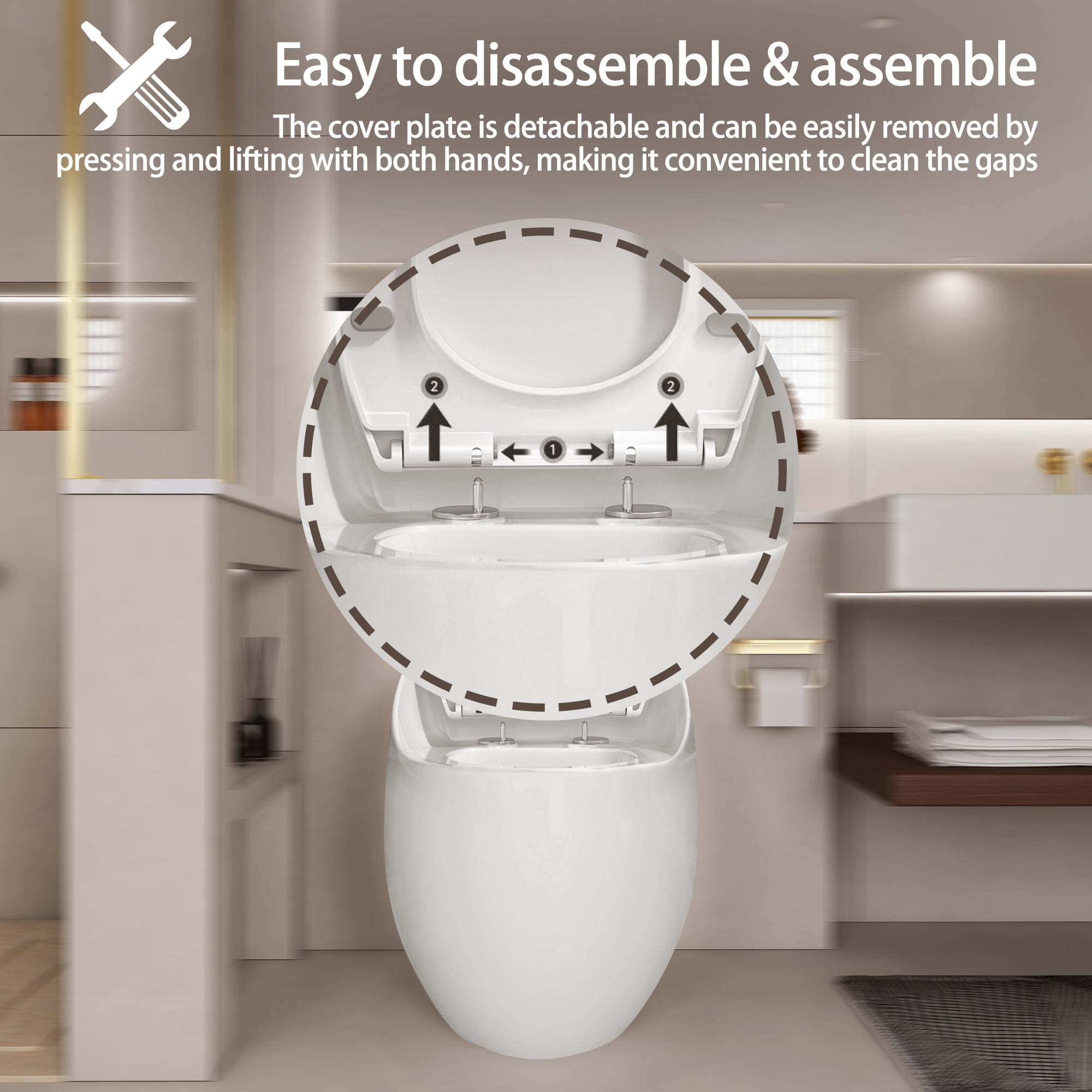 Leumius One-Piece Toilet,1.1/1.28 GPF Powerful Dual Flush Egg Shape Toilet, Button on Tank Top,Comfort Chair Height,White