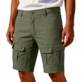 thumbnail image 4 of Homeyce Men's Cargo Shorts Elastic Waist Button Down Short Loose Fit Hiking Outdoor Lightweight Work Big & Tall Cargo Shorts Multi Pockets Twill Quick Dry Pants,Green L, 4 of 4