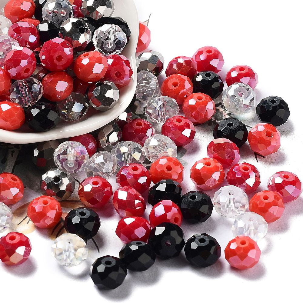 Glass Beads Faceted Rondelle Silver 10x8mm Hole: 1mm about 560pcs/500g