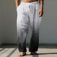 thumbnail image 1 of Pantalones largos para hombre, cintura elástica, transpirables, cómodos, suaves, informales, de playa, de poliéster., 1 of 5