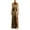 Bronze, variant on 2025 Women's Shiny Metallic Open Back Halter Maxi Dresses High Slit Sleeveless Elegant Glitter Cocktail Dress