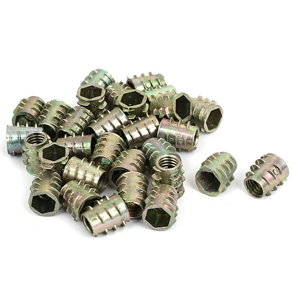 M6x10mm Zinc Plated Hex Socket Screw in Thread Insert Nut 30Pcs for Wood