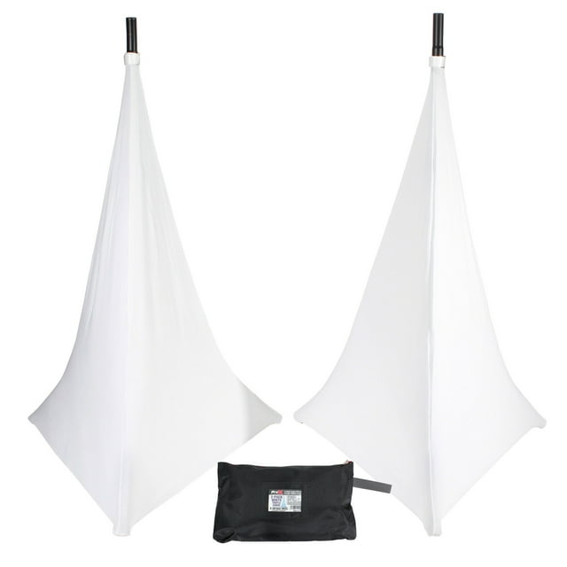 Two-Pack Three Side Speaker Stand Cover Scrim - White