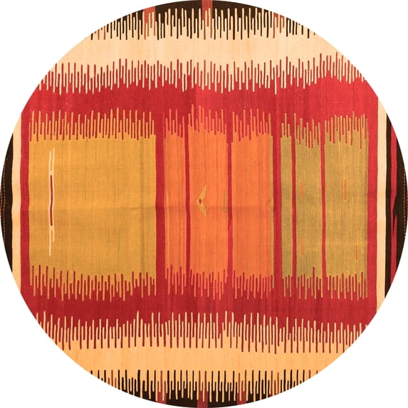 Ahgly Company Indoor Round Southwestern Orange Country Area Rugs, 6' Round