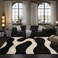 thumbnail image 2 of Black And Cream Abstract Wave Pattern Area Rug, 2 of 5