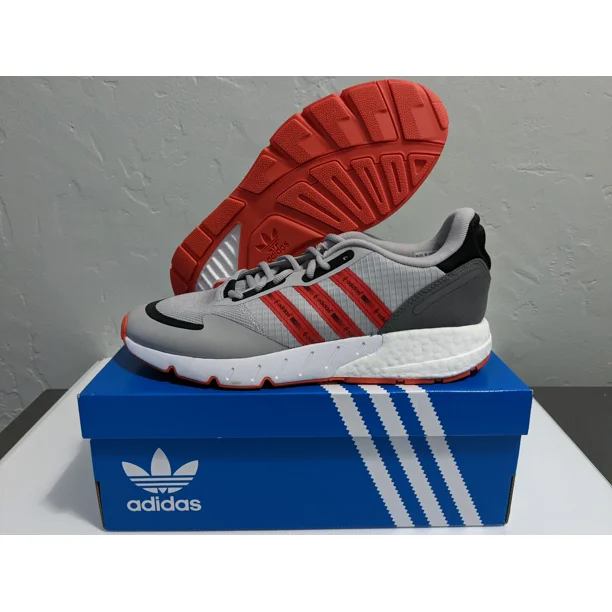 Ad-id-as ZX 1K Boost Grey White Solar Red GZ9079 Men's Running Shoes Size 11