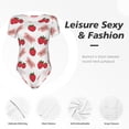 thumbnail image 4 of KLL Women 's Crew Neck Bodysuit Jumpsuits Strawberry Print Short onesies Stretch T Shirts, 4 of 7