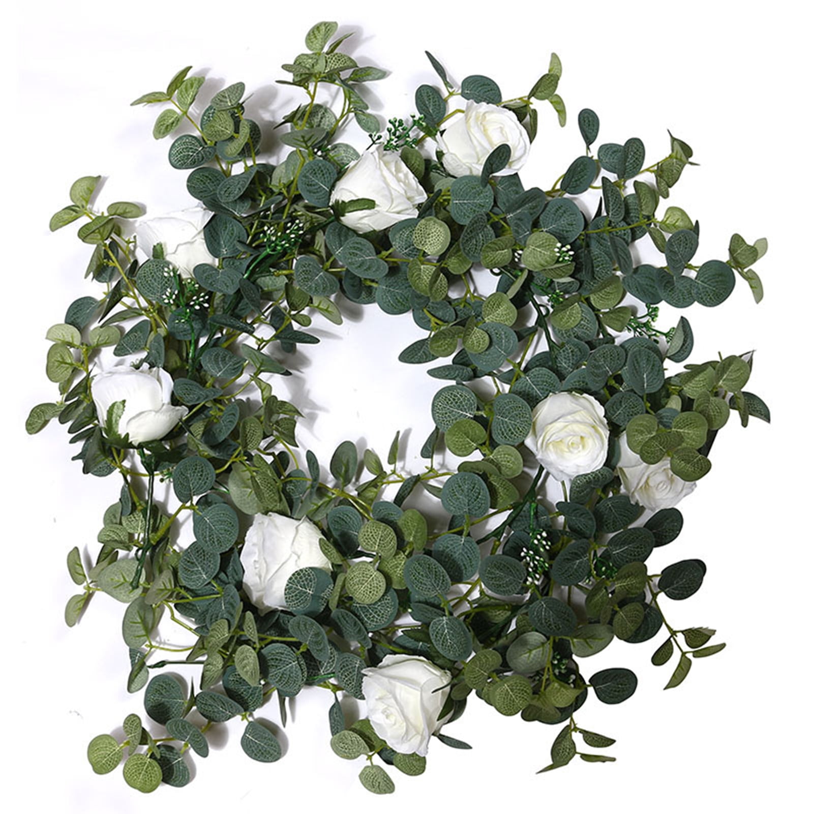 Artificial Rose Vine Fake Flower Garland Decorations Hanging Eucalyptus