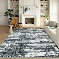 FairOnly Grey Black 9'x12'Modern Abstract Area Rug Non Slip Non Shedding Stain Resisitant Indoor Floor Cover for Bedroom Living Room Dining Room