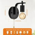 thumbnail image 2 of Vintage Pull Chain Wall Lights Set of Two with Switch Wall Lamp,Black Wall Light E26 Industrial Wall Lighting Hard Wired Retro Wall Lights for Bedroom Living Room Kitchen, 2 of 13