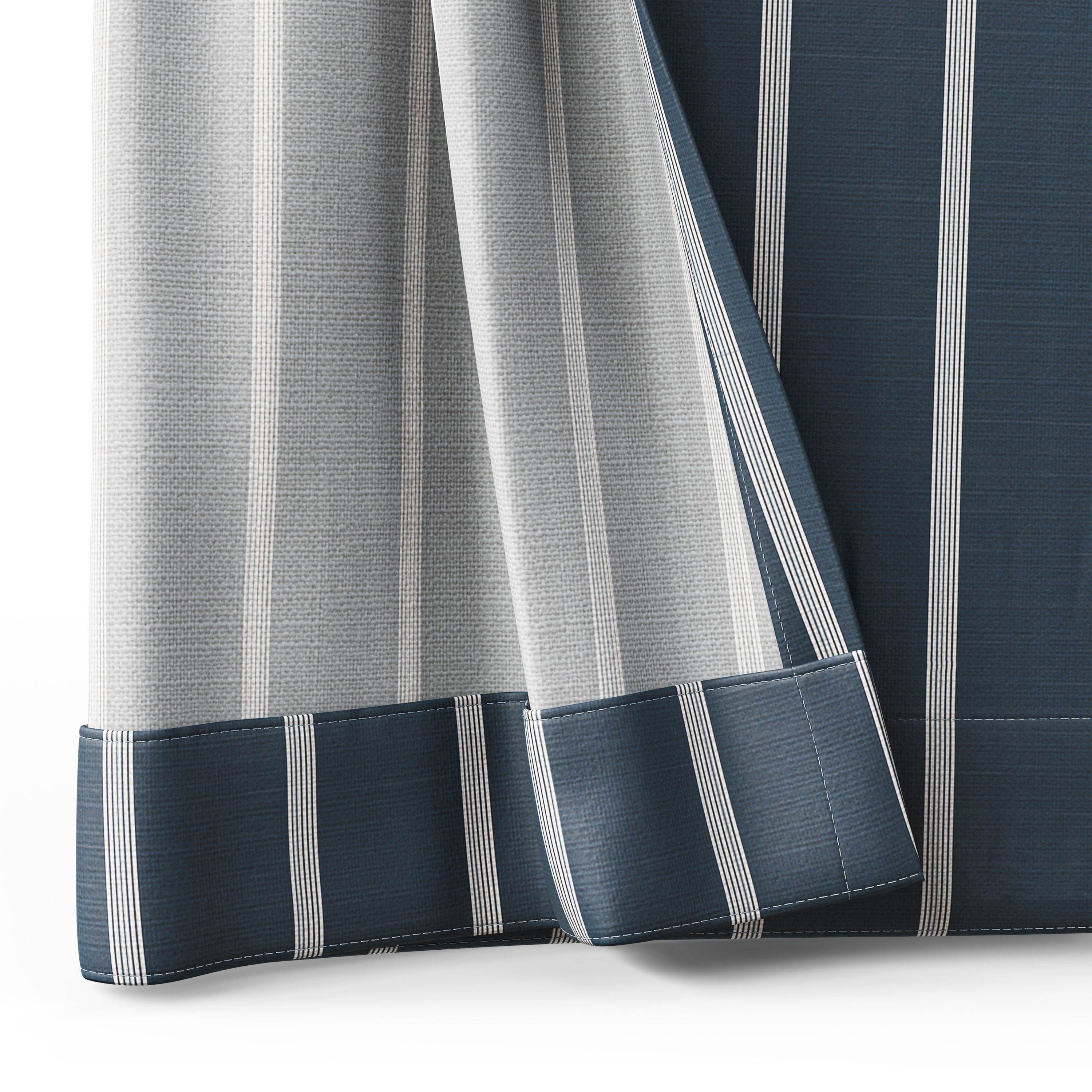 Mainstays Kids Blue and White Stripe Light Filtering Grommet Single Curtain Panel, 38" W x 63" L