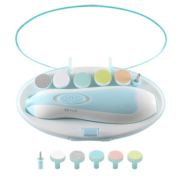 MesaSe Electric Nail File Drill for Baby, Baby Nail File Kit, Safe Electric Baby Nail Trimmer, 6 in 1 Safety Cutter Trimmer Clipper for Toes and Fingers (Blue)