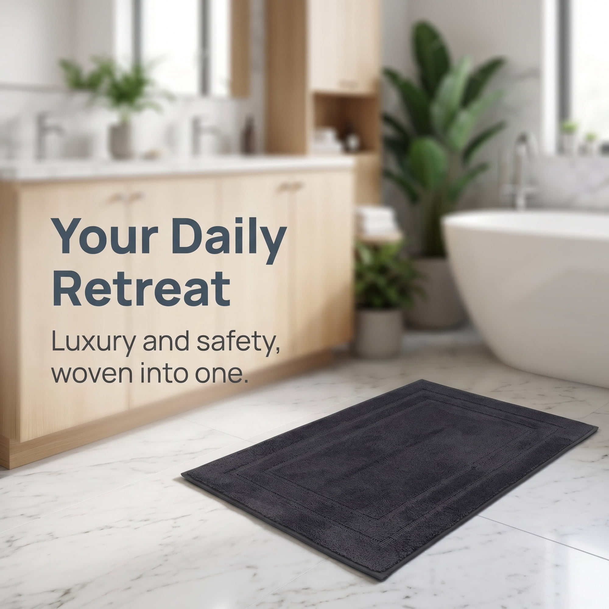 Unique Bargains Soft Non Slip Absorbent Shaggy Microfiber Bathroom Rug Dark Gray 24" x 16"