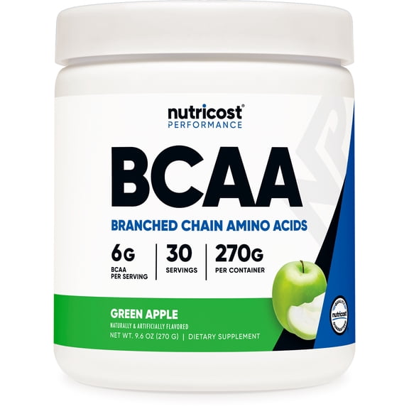 Nutricost BCAA Powder 2:1:1 (Green Apple) 30 Servings - Branched Chain Amino Acids Supplement