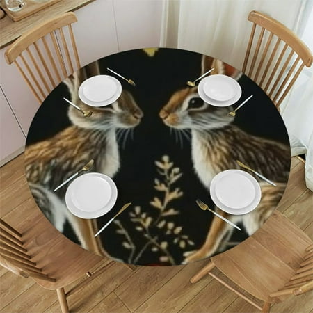 

Sheronv Rabbit Mushrooms Forest Round Tablecloth 100% Polyester Stain-Resistant Washable for Indoor Outdoor Dining Parties Weddings 42 -46