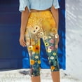 thumbnail image 4 of Leggings under $5! Cagogo Women's Yoga Capris Floral Print Casual Summer Soft Stretchy Plus Size Lounge Capri Leggings Workout Athletic Running Elastic Waist Knee Length Cropped Pants, 4 of 6