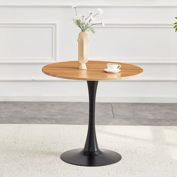 S-HOME Round Dining Table with Metal Pedestal and Thickened Tabletop 31.5 Inch Ideal for Kitchen and Living Room