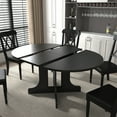 thumbnail image 4 of 59" Round Extendable Dining Table with Removable Leaf , Farmhouse Wooden Kitchen Table with X Shaped Base, Space Saving Dinner Table for Small Space, Living Room, Black, 4 of 6