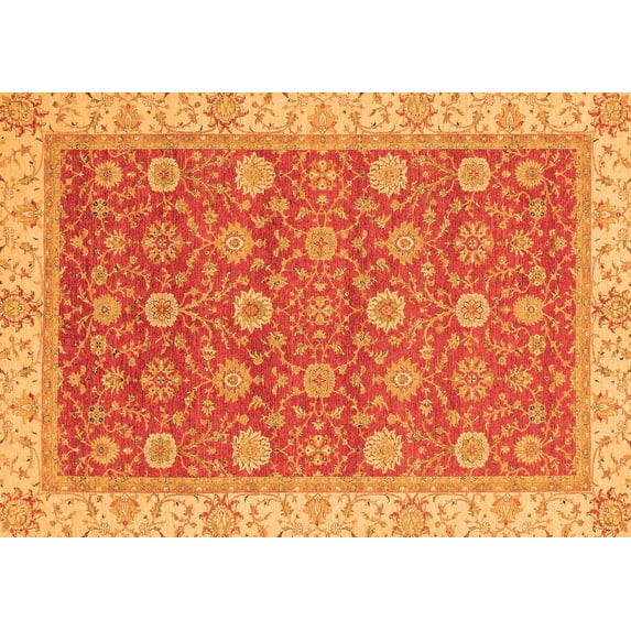 Ahgly Company Indoor Rectangle Oriental Orange Traditional Area Rugs, 7' x 9'