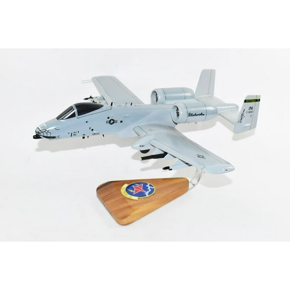 163d Fighter Squadron Blacksnakes A-10 Warthog Model, Fairchild, 1/33 Mahogany Scale Model