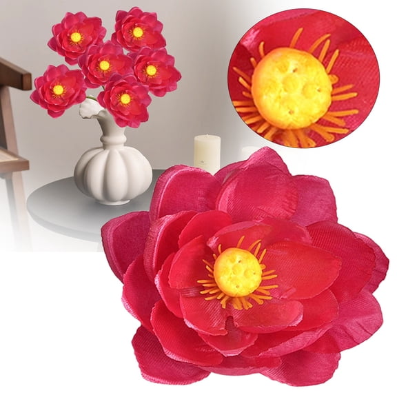 Artificial Lotus Flower Head Realistic 10cm Fake Lotus Blossom For Vase Arrangement Home Decor Stage Prop Water Garden Decoration DIY Craft