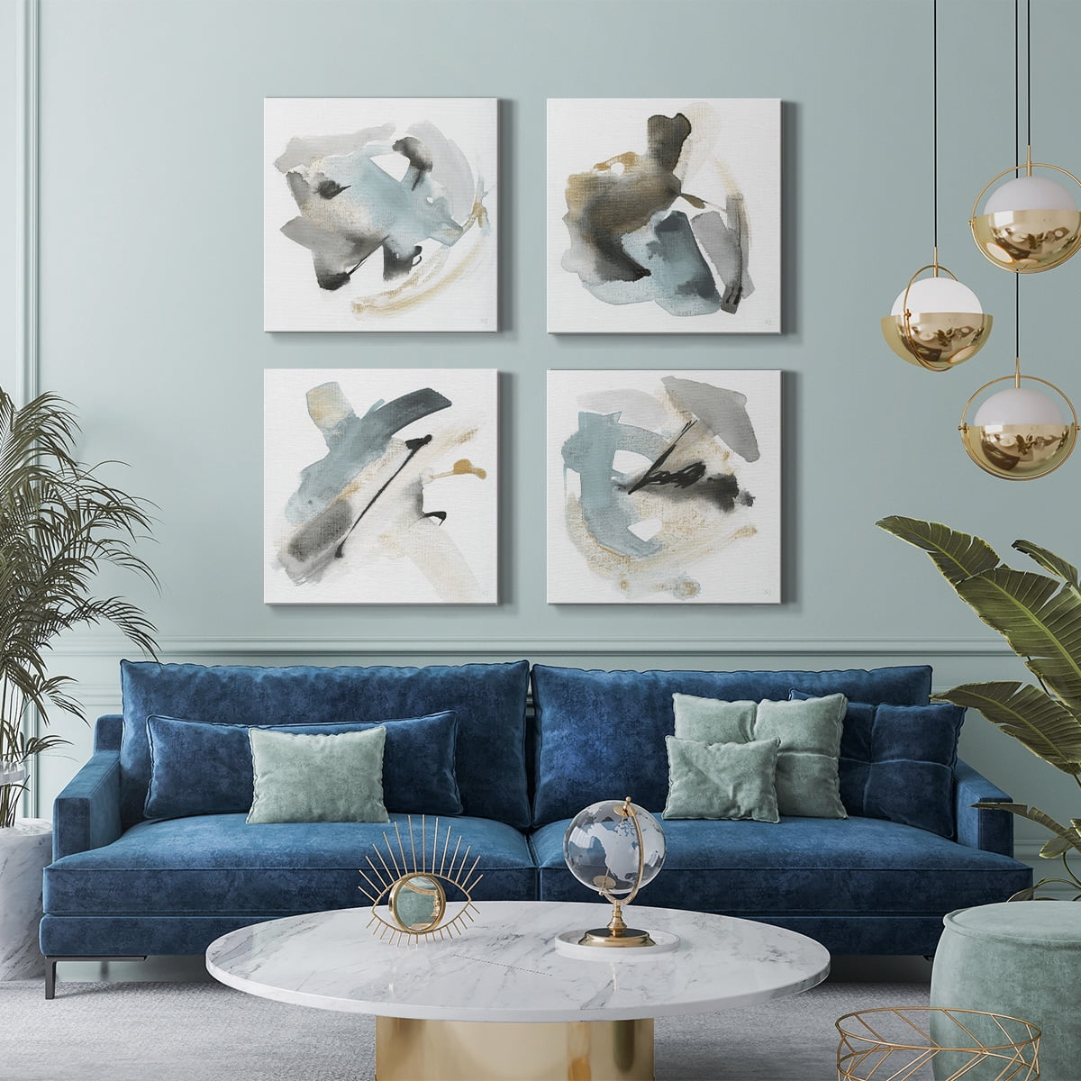 Wexford Home Abstract Wall Art Watercolor Canvas Prints Modern Artwork Décor for Living Room Bathroom Bedroom 32 x 32 inches, Set of 4