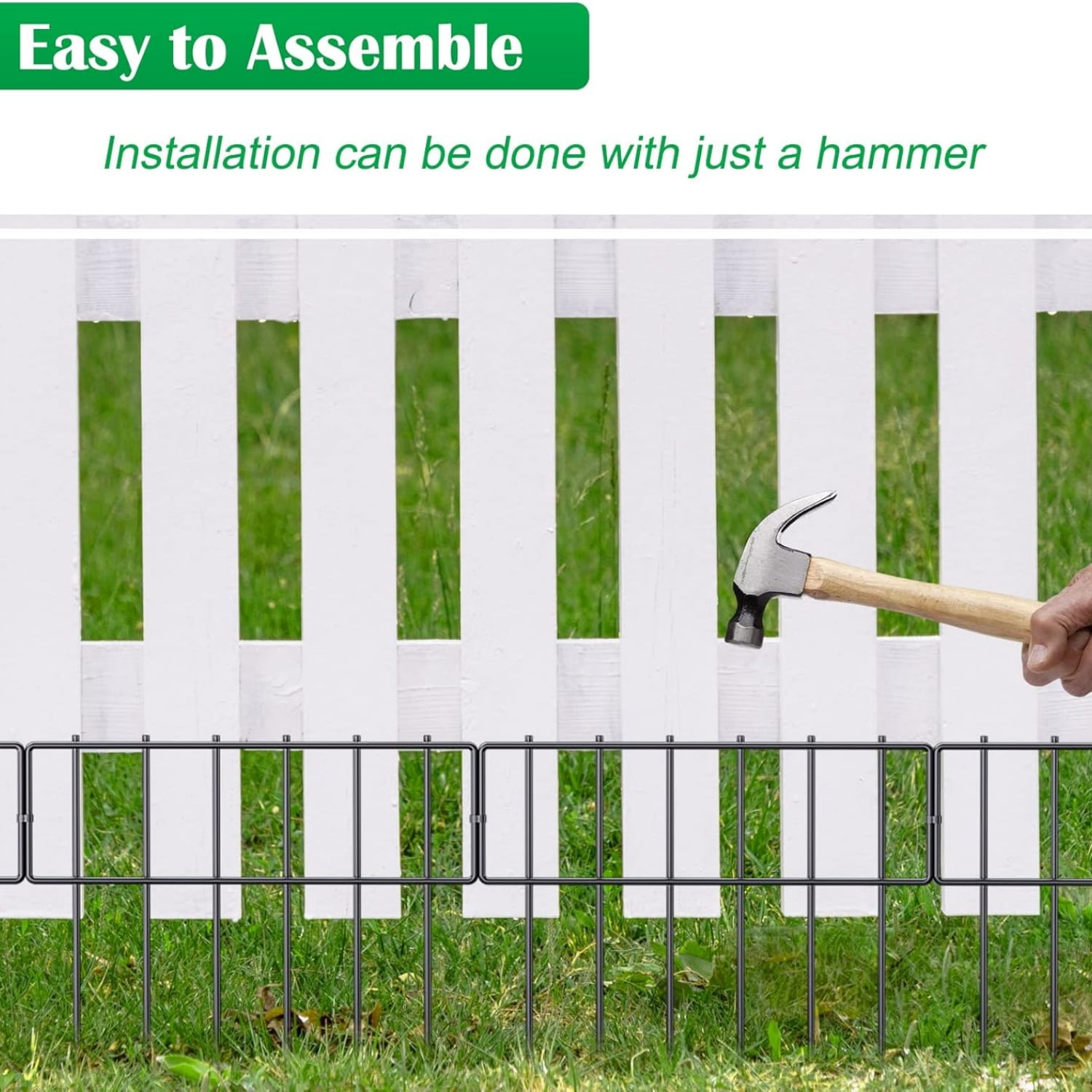 19 Pack Animal Barrier Fence, 17 in(H) X 20.8 Ft(L) Decorative Garden Fencing, Metal Wire Garden Fence Border, Dog Rabbits Fence No Dig for Outdoor.