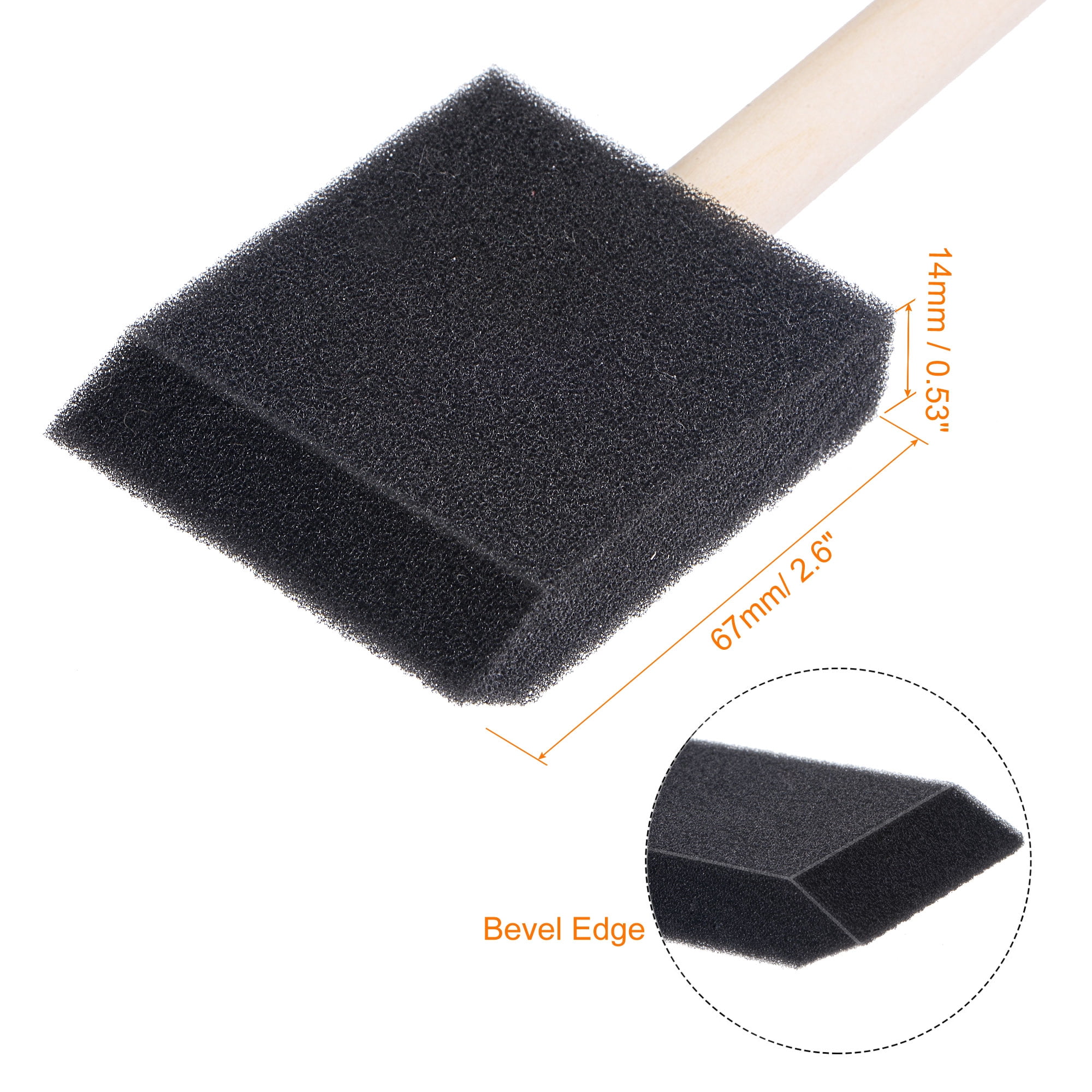 Unique Bargains Foam Paint Brushes with Bevel Edges and Comfortable Wood Handle 2"