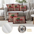 thumbnail image 6 of Christmas Red Truck Pillow Covers 2 Pack Winter Tree Snowflake Red Plaid Board Pillowcase Waterproof Outdoor Throw Pillow Cover for Patio Balcony Rectangular Cushion 20”x12”, 6 of 9