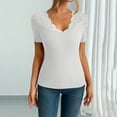 thumbnail image 5 of Blczomt Tops Women Lace Trendy Sexy Shirt Slim Fit White 2025 Short Sleeve Women's Blouses, 5 of 8
