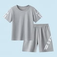 thumbnail image 2 of Ccpelsie Boy's Short Set 2 Piece Crewneck T-Shirt and Short Outfits Summer Breathable Casual Sets for Kids(A01-Grey,5-6 Years), 2 of 4