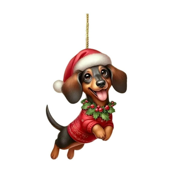 CuiLiyq Puppy Christmas Tree Ornaments, Dog with Christmas Hat Stocking Ornament, Lovers Giftse Hanging Decoration, Christmas Decor for Home Holiday