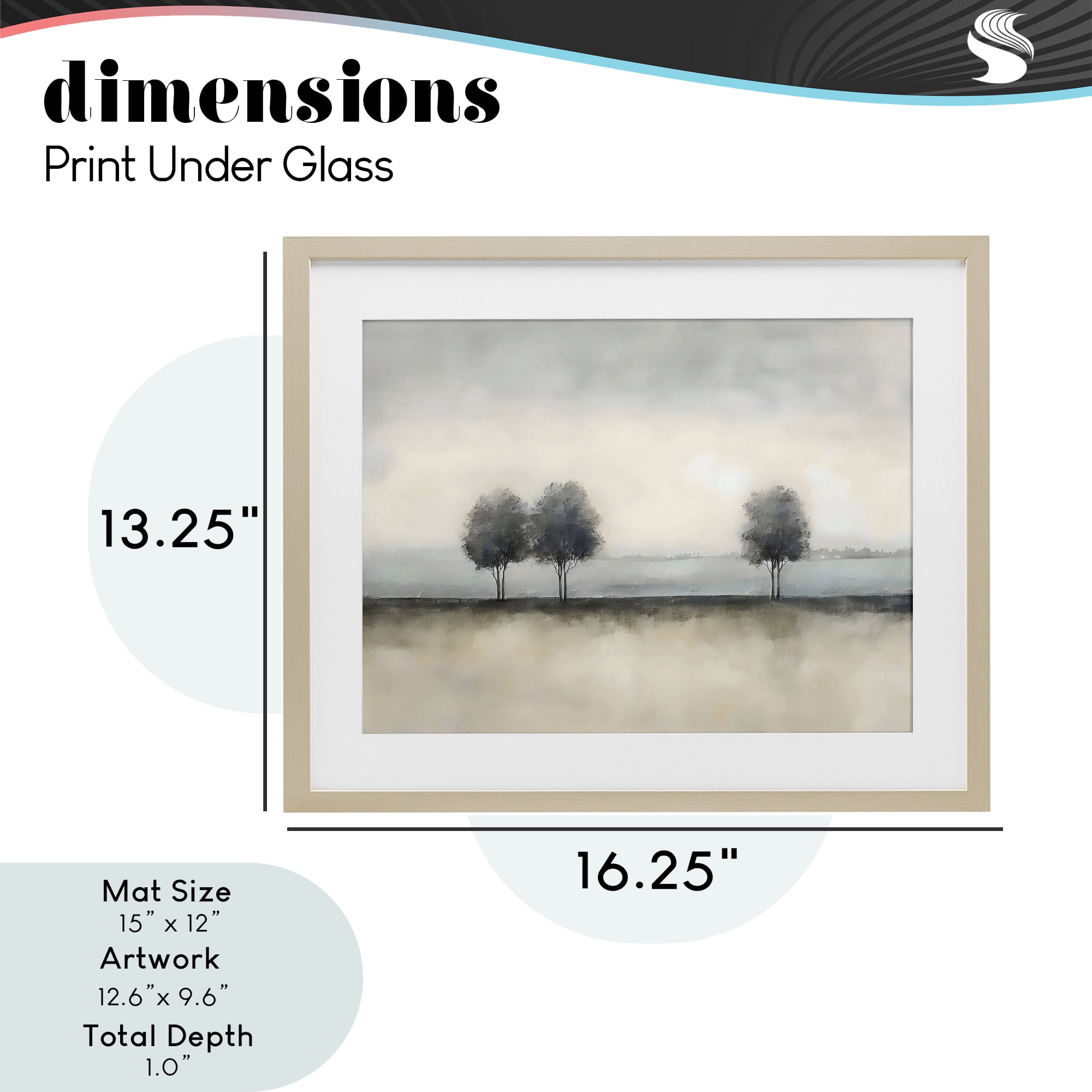 Stupell Industries Muted Trees Horizon Birch Framed Print Under Glass, design by Riley B